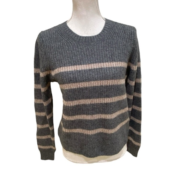 Splendid Gisela cashmere heathered charcoal stripe ribbed hems crew neck small - Picture 8 of 16